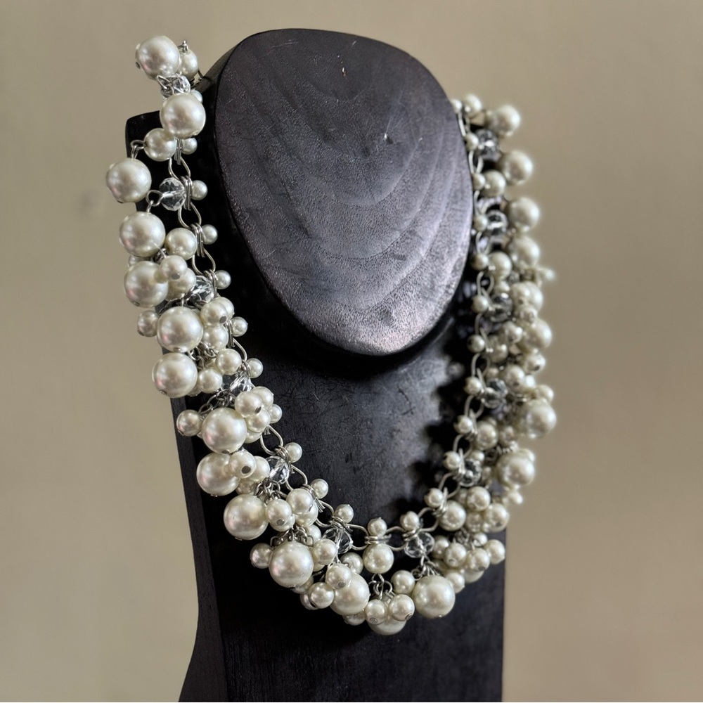 Pearl Cluster Statement Necklace - image 2